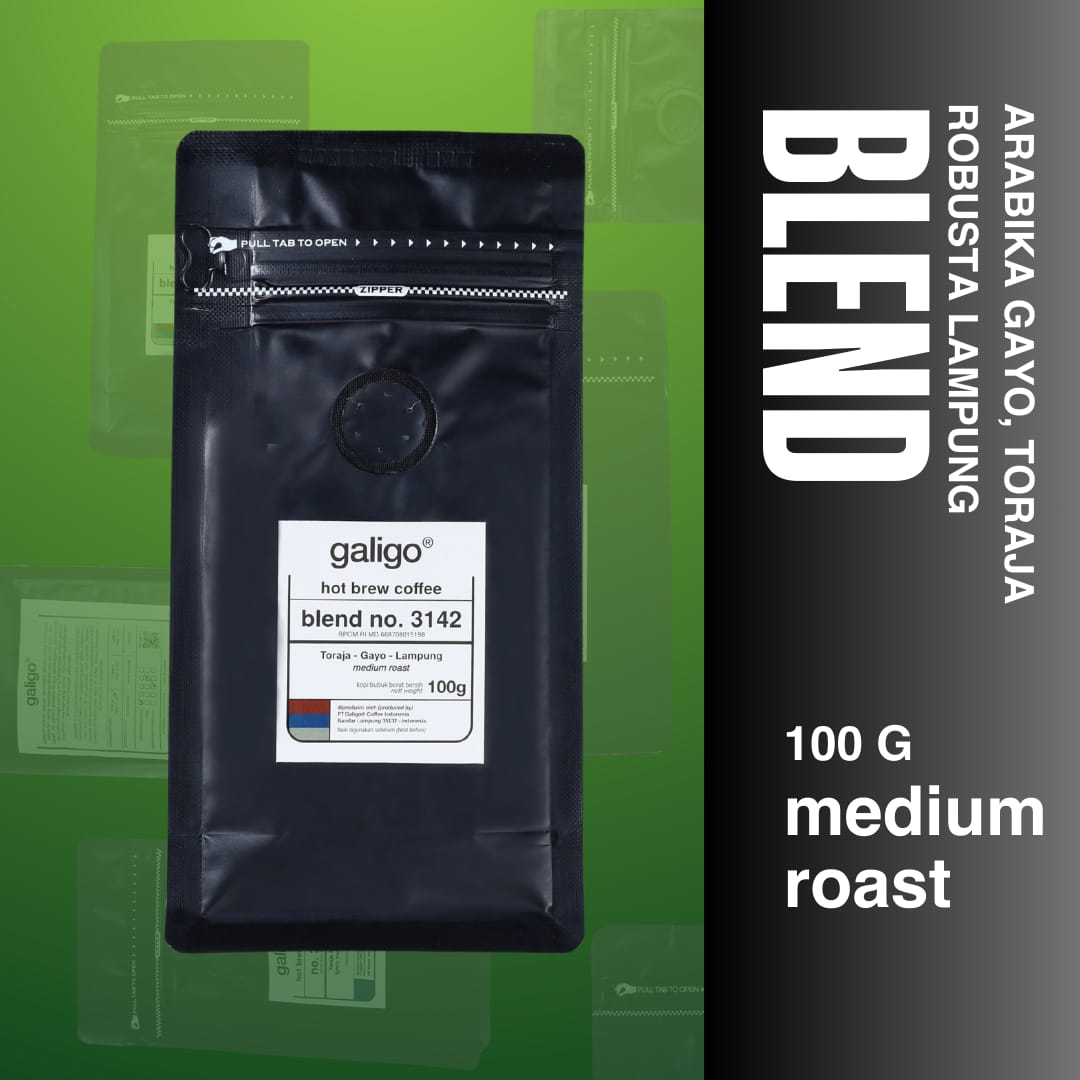 Kopi bubuk Galigo Blend Arabika Toraja-Gayo-Lampung 100g (Galigo Coffee)